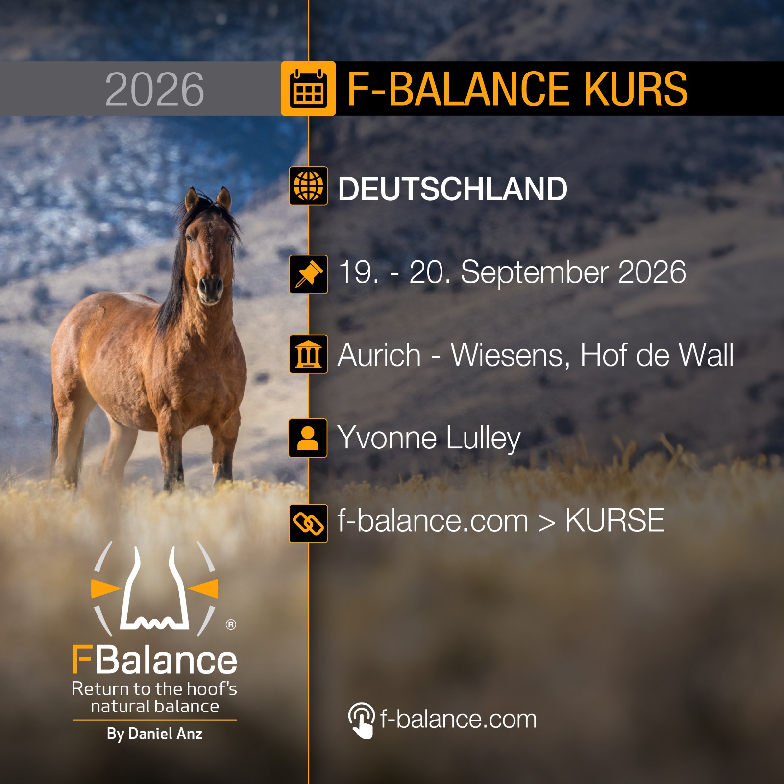 Flyer: F-Balance Kurs 19.–20. September 2026 in Aurich-Wiesens